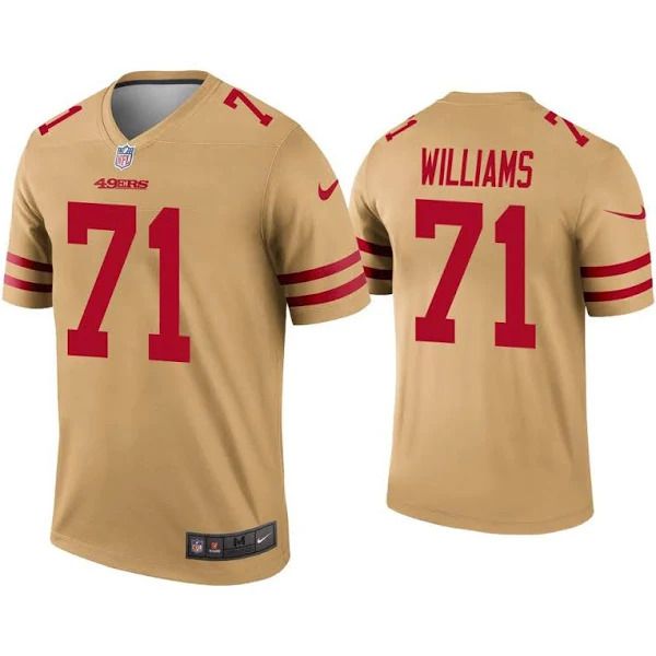 Men San Francisco 49ers 71 Trent Williams Nike Gold Inverted Legend NFL Jersey